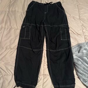 GARAGE tanner tie up cargo pants black and white